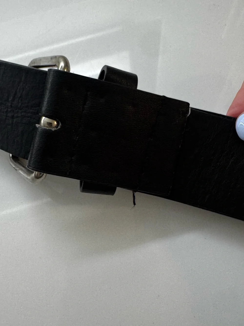 Men's Black Leather Studded Belt with Silver Buckle